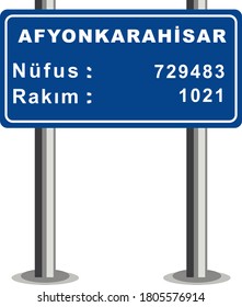 City Sign Vector - Afyonkarahisar, Turkey