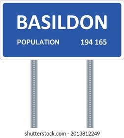 City Sign Vector - Basildon City Province, United Kingdom City Entry Sign, Population 194165