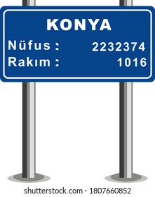 City Sign Vector -  Konya Province, Turkey City Entry Sign