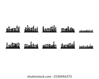 City Silhouette Architecture Element Set