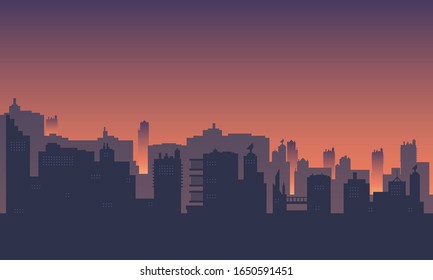 City silhouette with the atmosphere at dusk.
