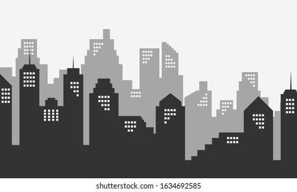 City silhouette background with many buildings mall.