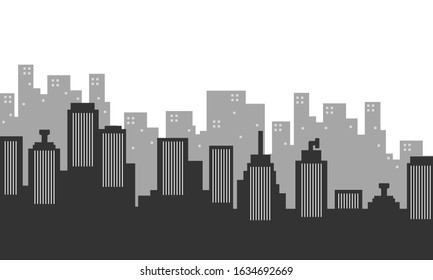 City silhouette background with many buildings apartment