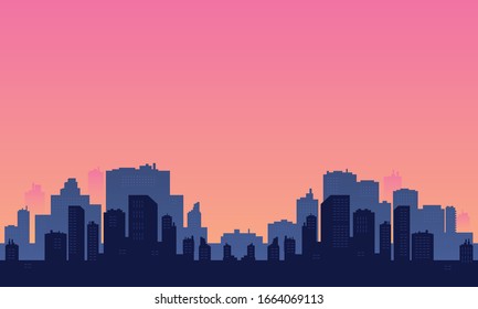 City silhouette background with many buildings skycraper.