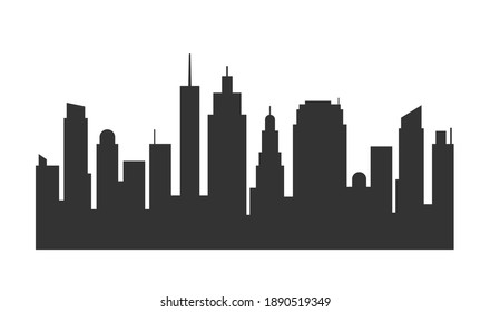 City silhouette background. Town shape graphic pattern. Vector illustration image. Isolated on white background.
