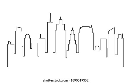 City silhouette background. Town shape graphic pattern. Vector illustration image. Isolated on white background.