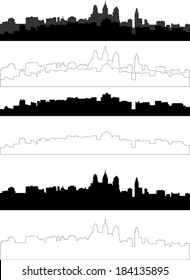 city silhouette in black, gray and with interpretation part 2