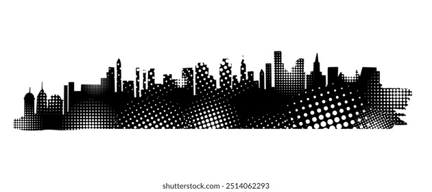 City silhouette black. hand drawing. Not AI. Vector illustration.