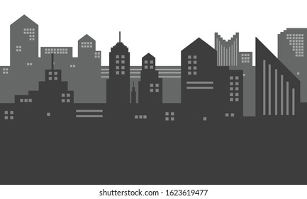 The city silhouette with black and white shadow