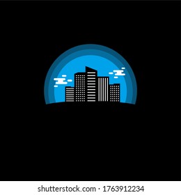 city silhouette with blue background
