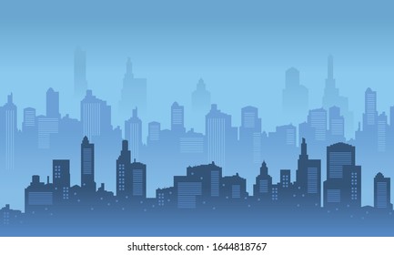 City silhouette with blue colour of sky