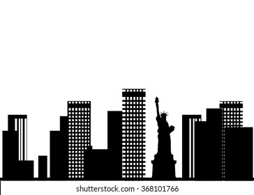 City silhouette. Building silhouette. The city from paper. The black white New York