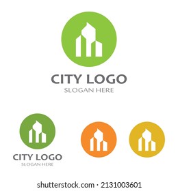 city ​​skyline, city silhouette, and city center. With logo design concept, icon and symbol