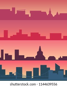 City silhouette. Silhouette of city. Cityscape vector. Set of building.