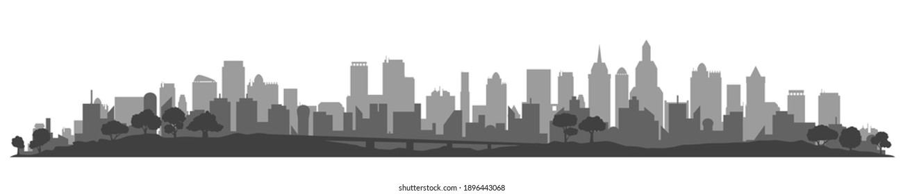 City silhouette, cityscapes, town panorama - stock vector