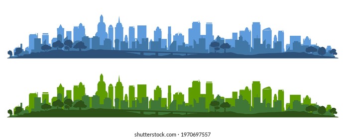 City silhouette, cityscapes, town panorama - vector