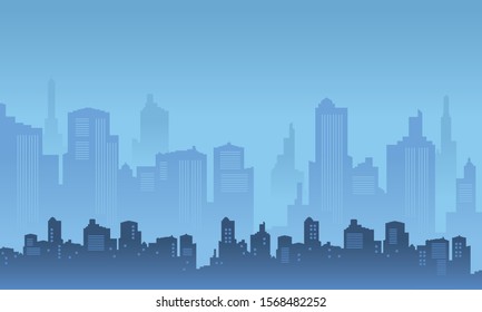 City Silhouette with colour of blue sky