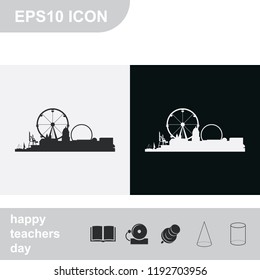 City silhouette flat black and white vector icon.