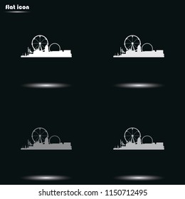 City silhouette flat grayscale vector icon.