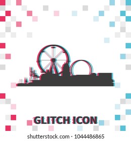 City silhouette  glitch effect vector icon.