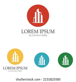 city ​​skyline, city silhouette, modern city, and city center. With logo design concept, icon and symbol