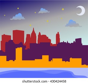 City silhouette at night