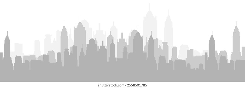 City silhouette. Panorama cityscape skyline building silhouettes. Vector illustration