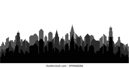 City silhouette. Panoramic city. Town. Vector illustration on white background.