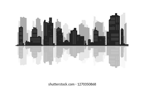 City silhouette with reflection