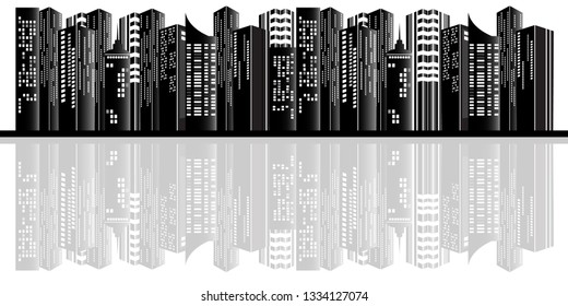 city silhouette with reflection vector illustration 