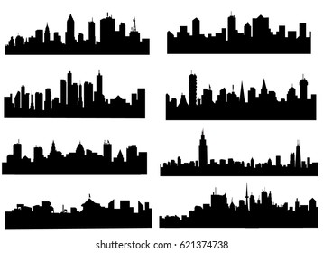 City Silhouette Set Vector Stock Vector (Royalty Free) 621374738 ...