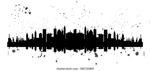 City silhouette sketch ink drops
vector cityscape illustration