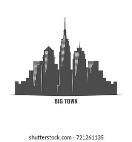 City silhouette, skyline buildings panorama, monochrome city art  isolated on white background vector illustration
