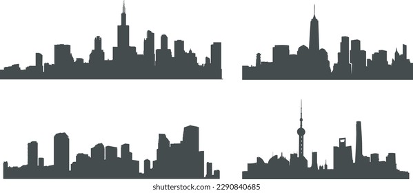 City silhouette, City skyline silhouettes, City SVG, City vector