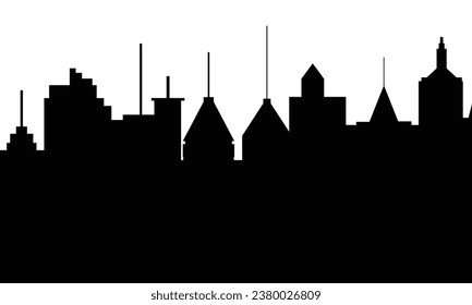 City silhouette. Skyscrapers background silhouette. Hand drawn vector illustration.