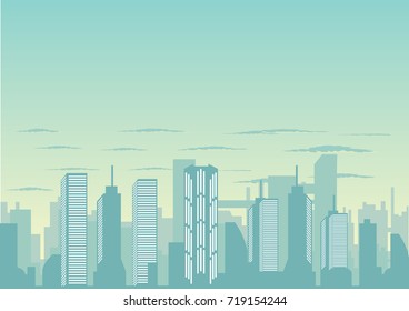 city silhouette under cloudy sky vector illustration