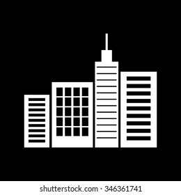 city silhouette vector icon isolated on black