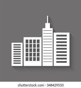 city silhouette vector icon with shadow