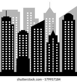 City silhouette vector on white background