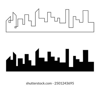 City silhouette vector set. Panorama city background. Skyline urban border collection on white background in eps 10.