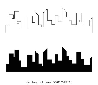 City silhouette vector set. Panorama city background. Skyline urban border collection on white background in eps 10.