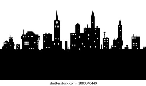 City silhouette with windows and towers