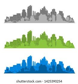 City silhouette with windows. Vector Illustration