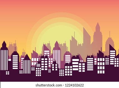 City Background Made Different Buildings Silhouettes Stock Vector ...