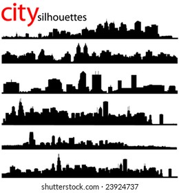 city silhouettes great set vector