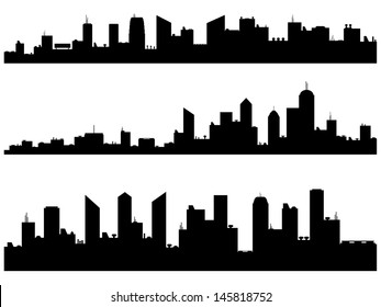 City Silhouettes illustrated on white