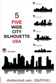 City silhouettes of the most popular cities of the USA. Vector.