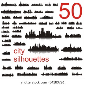 City silhouettes of the most popular cities of the world. Vector.