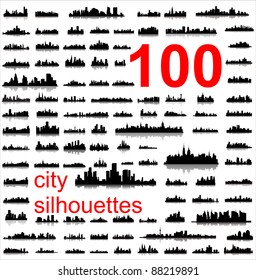 City silhouettes of the most popular cities of the world. Vector.