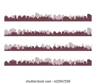 City silhouettes set vector cityscape illustration